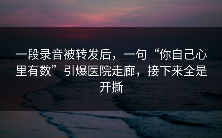 一段录音被转发后，一句“你自己心里有数”引爆医院走廊，接下来全是开撕
